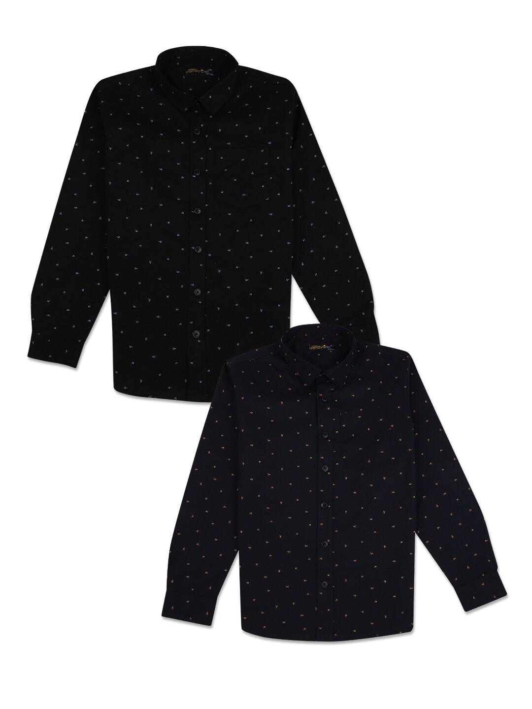 

V-Mart Boys Pack of 2 Black & Navy Blue Standard Printed Casual Shirt
