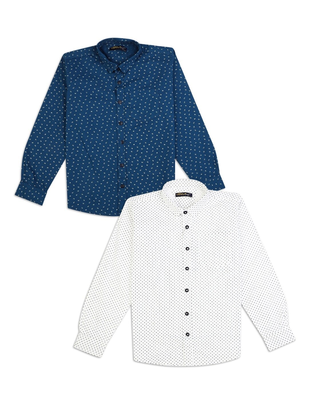 

V-Mart Boys Pack of 2 White & Blue Poplin Casual Shirts