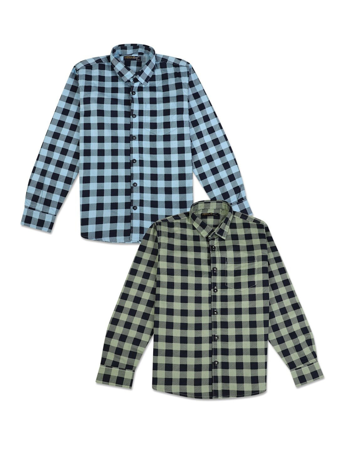 

V-Mart Boys Pack Of 2 Standard Gingham Checked Casual Shirt, Blue