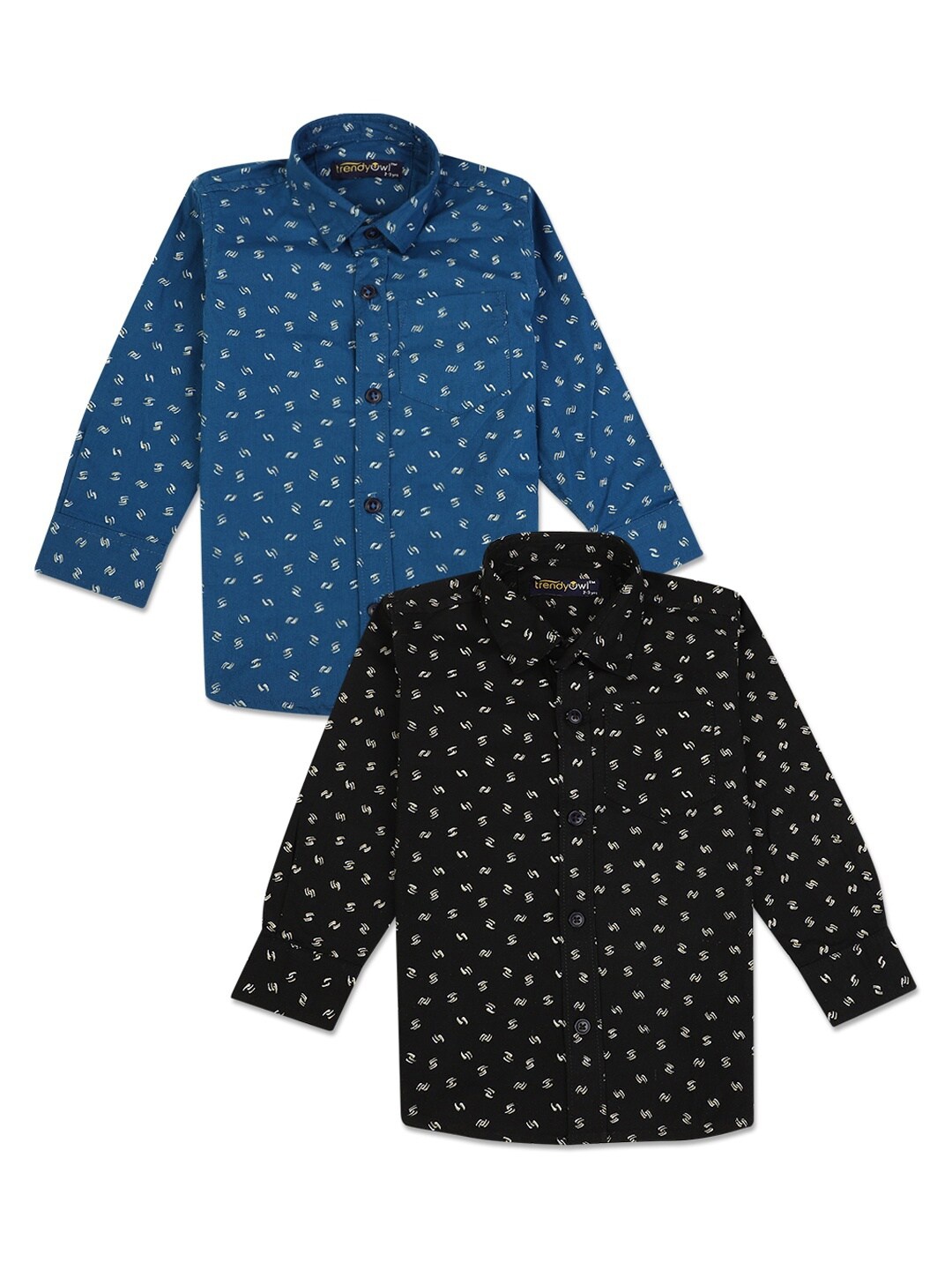 

V-Mart Boys Pack of 2 Blue & Black Standard Printed Cotton Casual Shirts