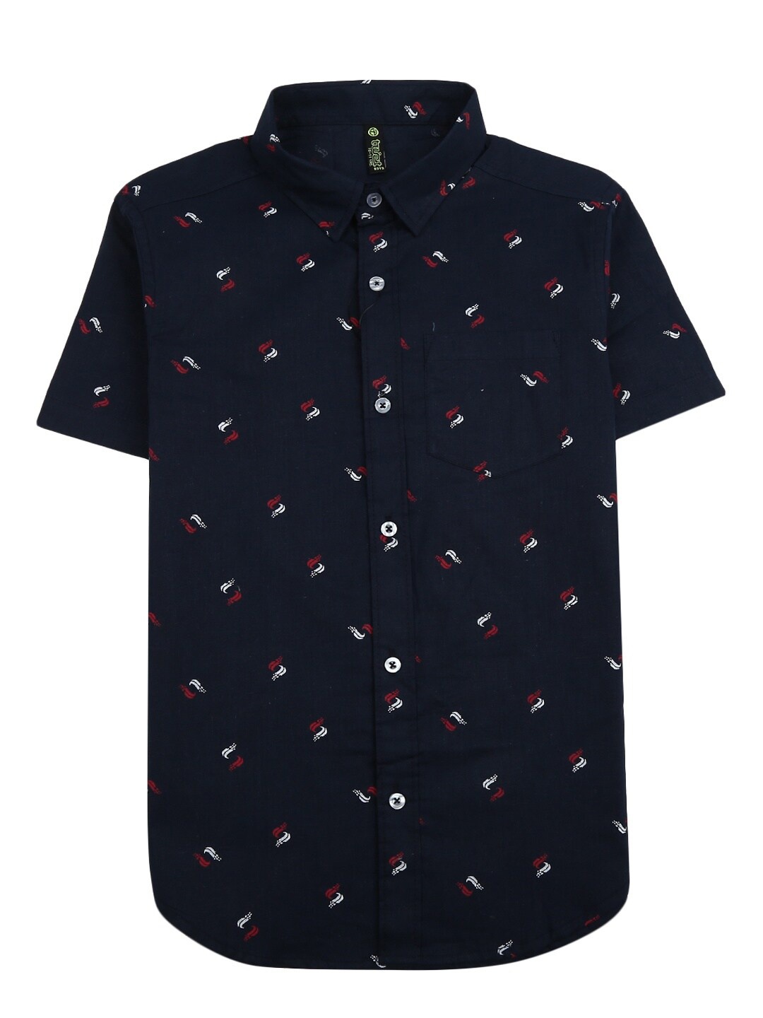 

V-Mart Boys Navy Blue Standard Printed Casual Cotton Shirt