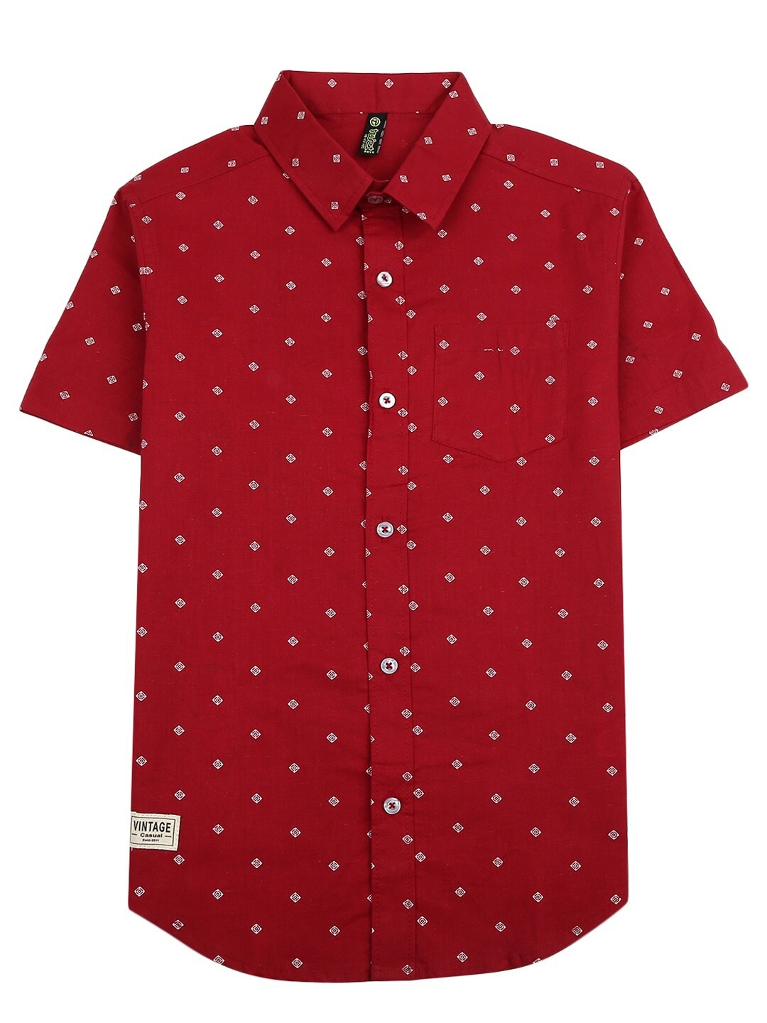 

V-Mart Boys Red Standard Printed Casual Shirt