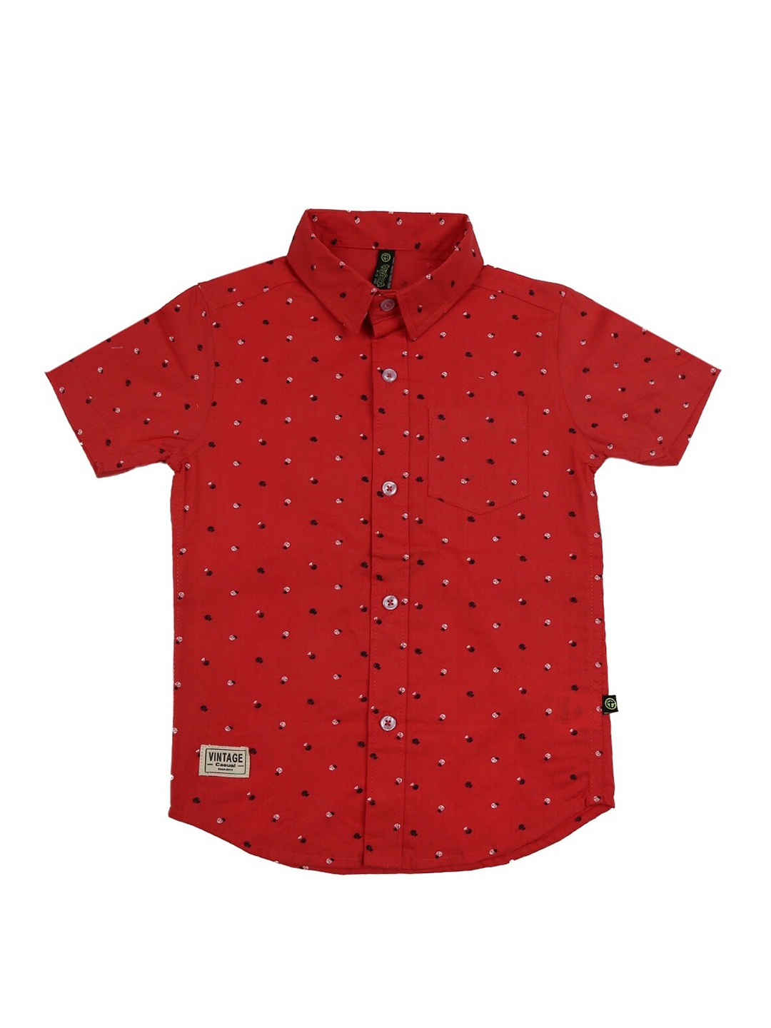 

V-Mart Boys Red Standard Printed Cotton Casual Shirt