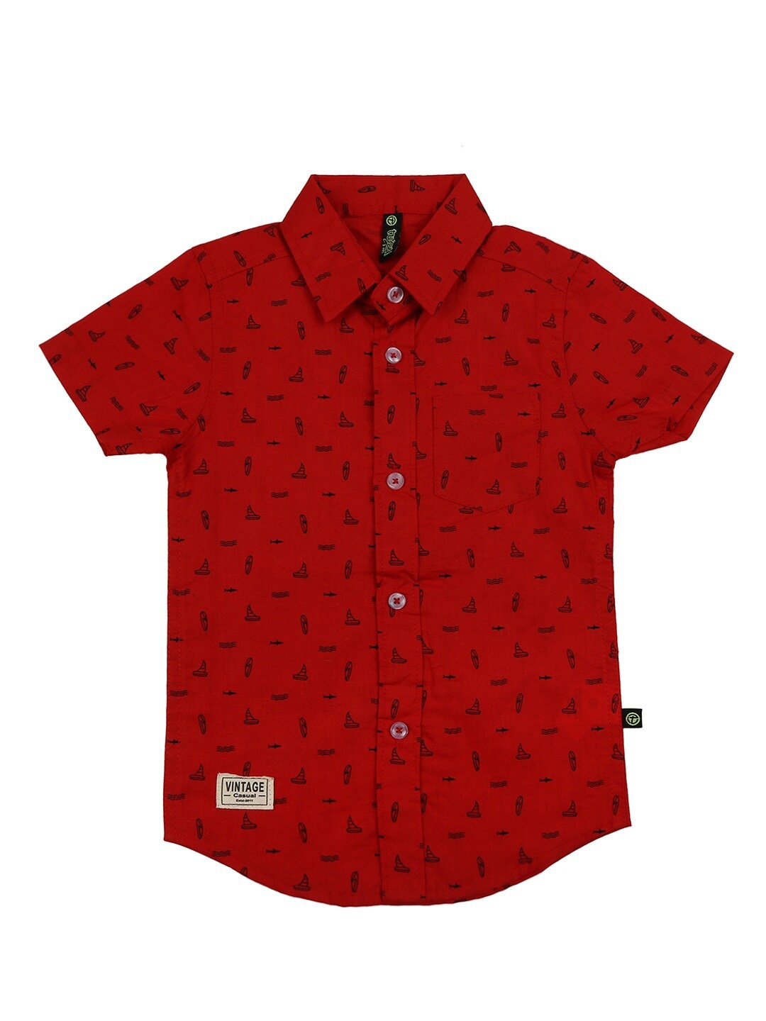 

V-Mart Boys Red Standard Printed Casual Shirt