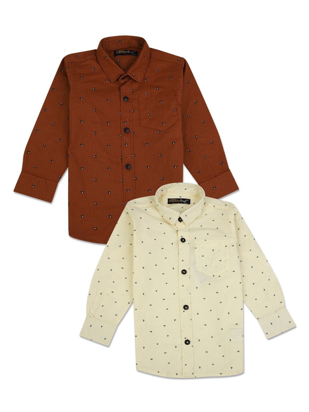 

V-Mart Pack of 2 Boys Beige & Rust Standard Printed Cotton Casual Shirt