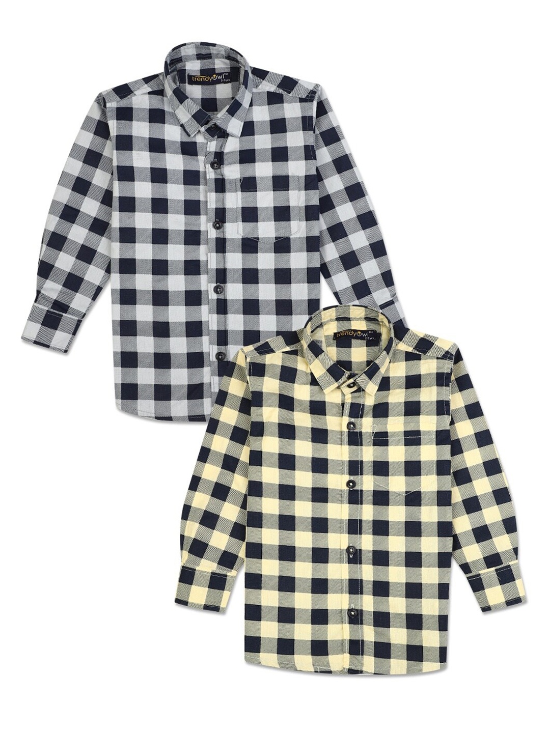 

V-Mart Boys Pack Of 2 Blue & Yellow Standard Gingham Checked Casual Shirt