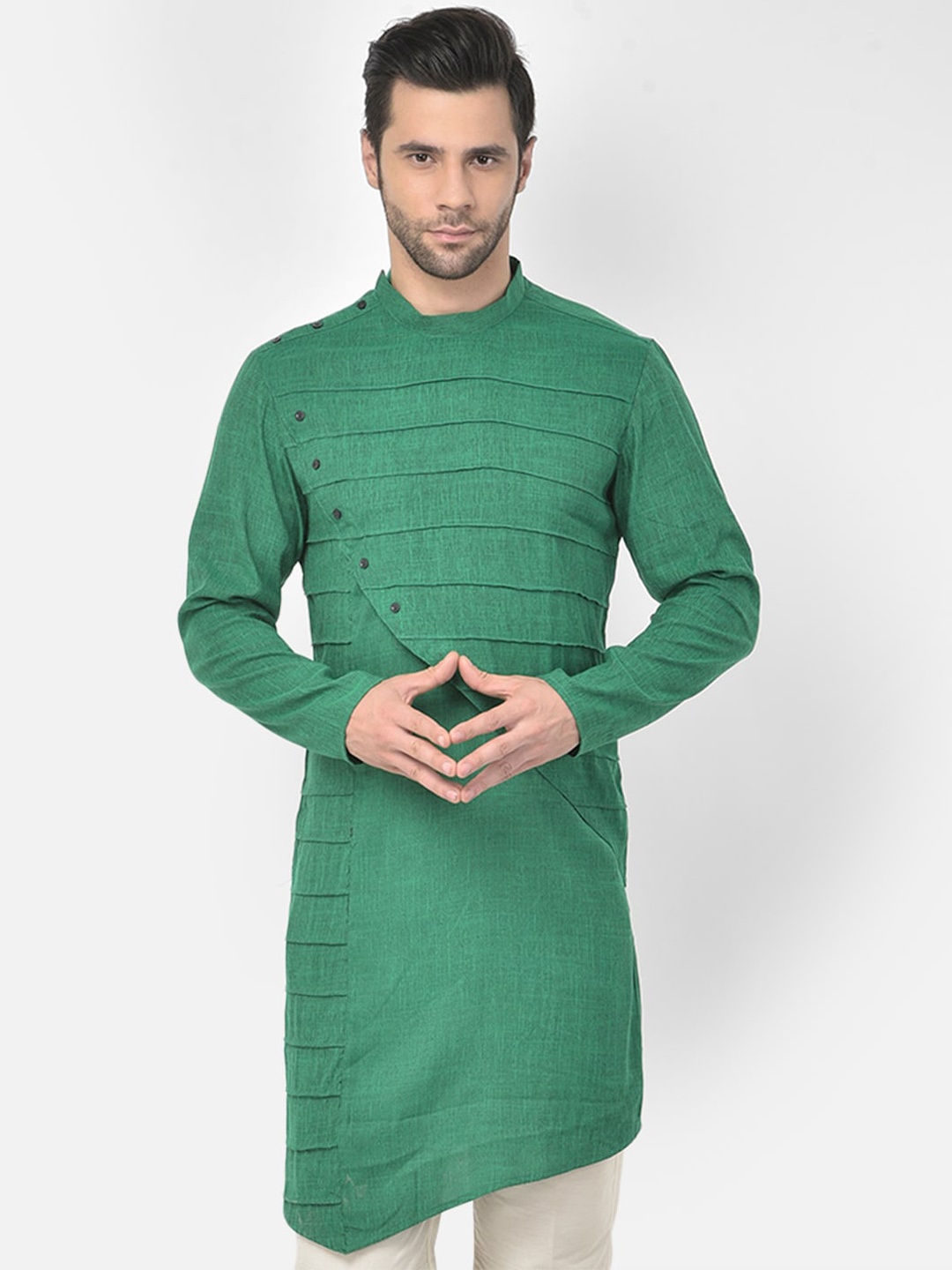 

DEYANN Men Green Cotton Kurta