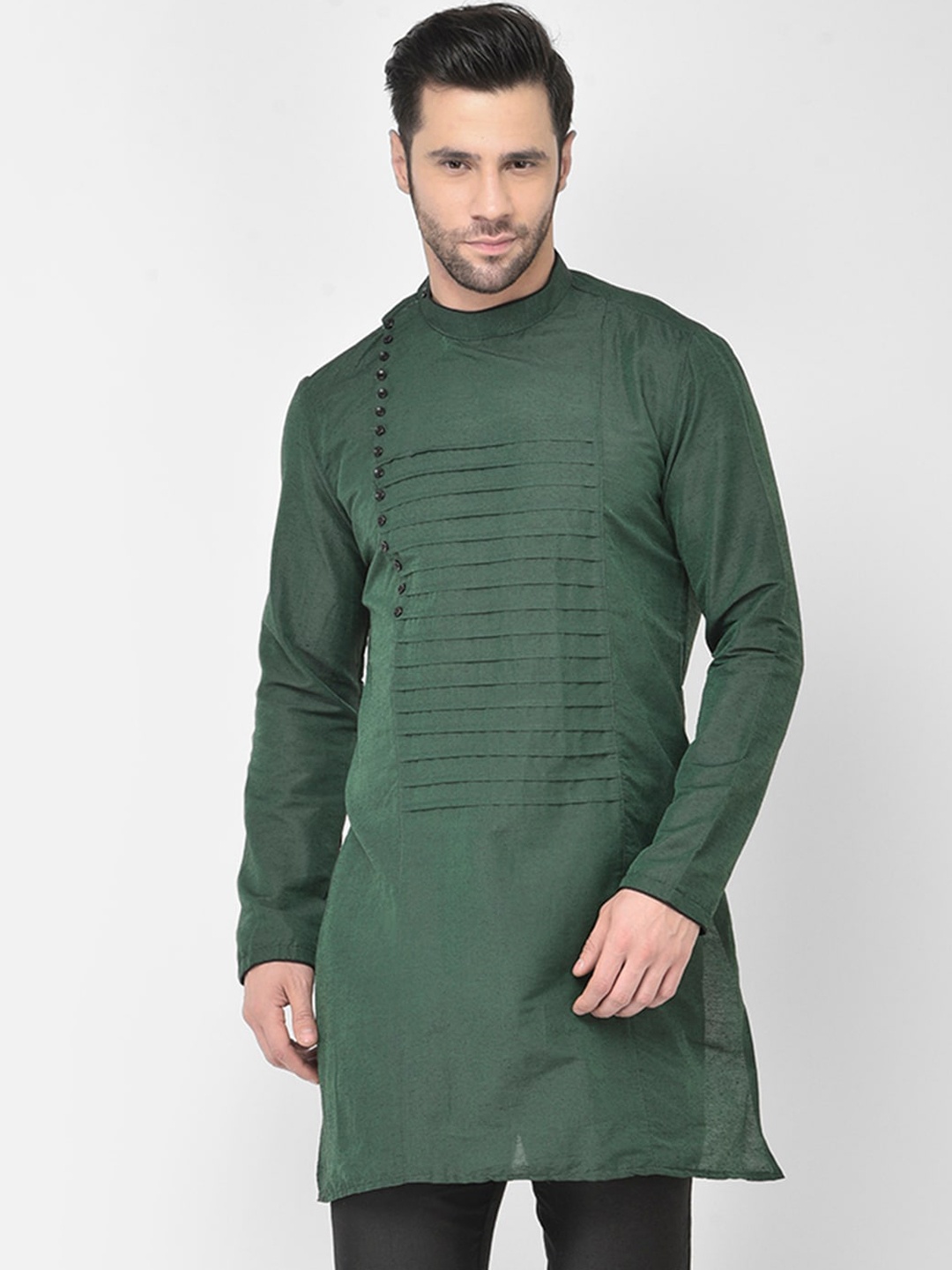 

DEYANN Men Green Cotton Kurta