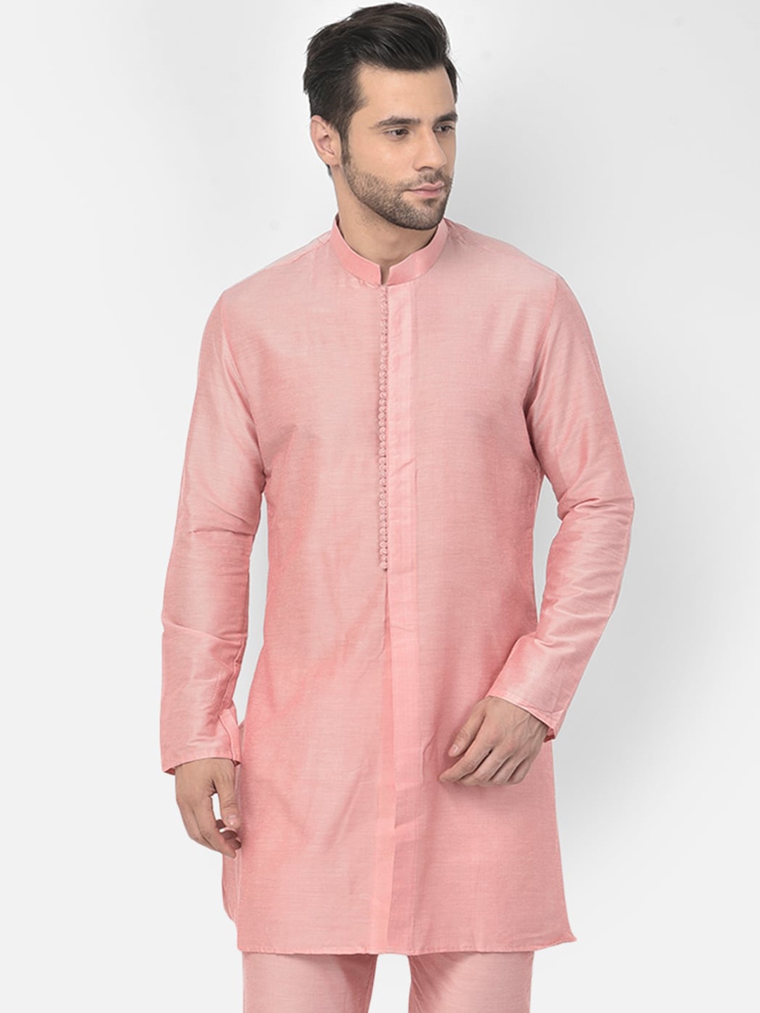 

DEYANN Men Peach-Coloured Cotton Kurta