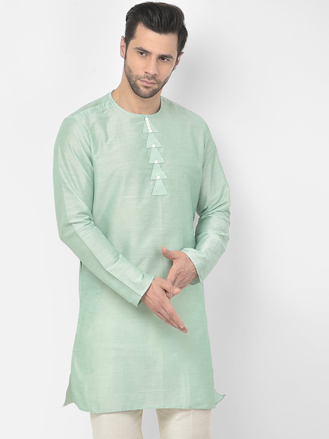 

DEYANN Men Green Cotton Kurta