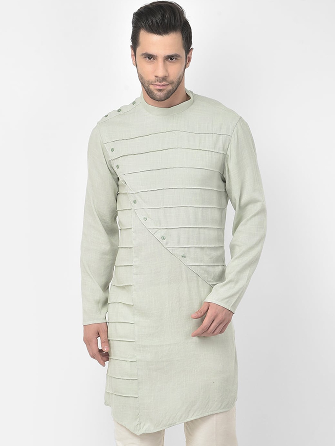 

DEYANN Men Green Cotton Kurta