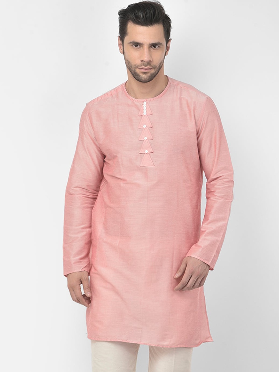 

DEYANN Men Peach-Coloured Cotton Kurta