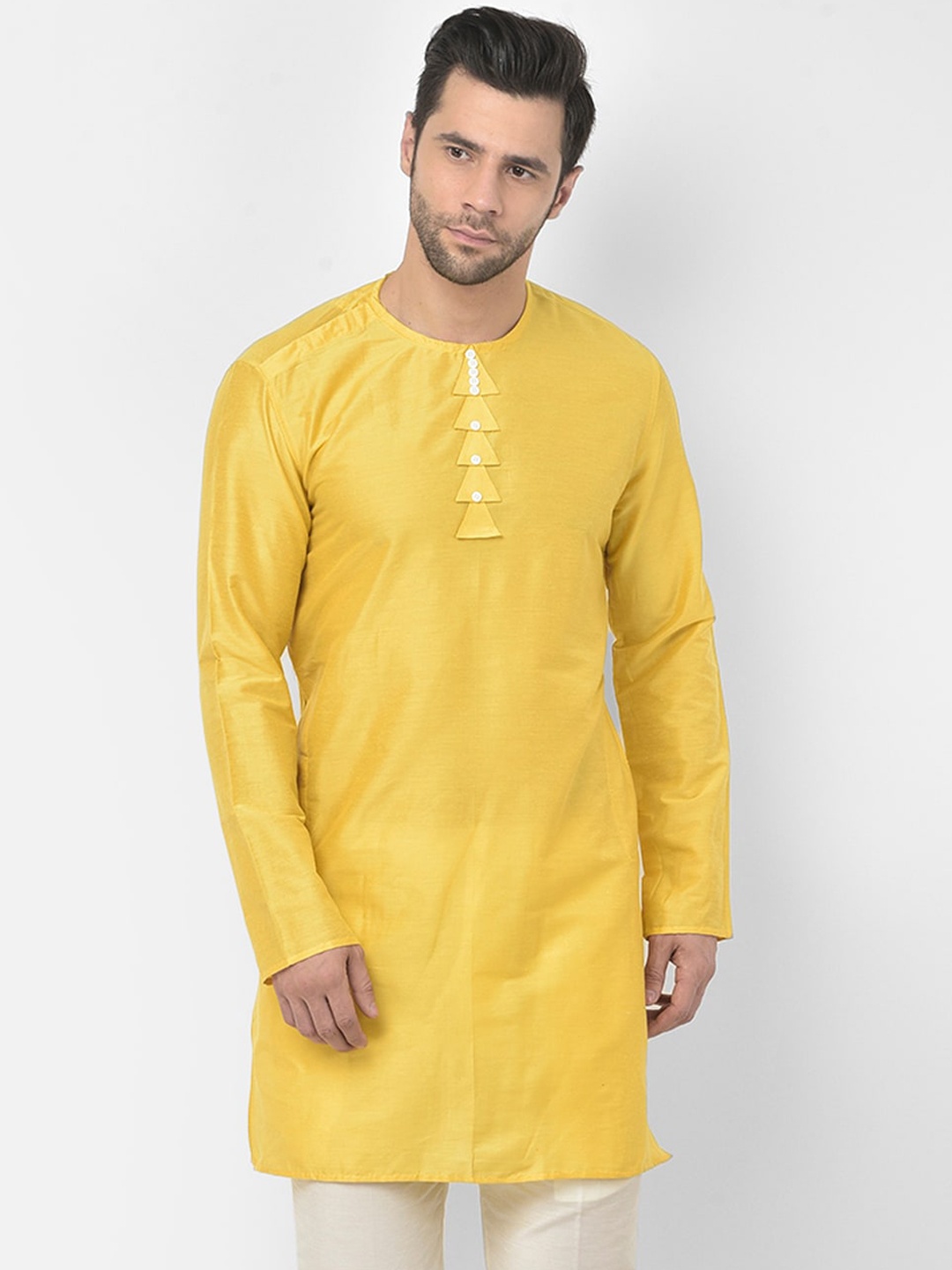 

DEYANN Men Yellow Cotton Kurta