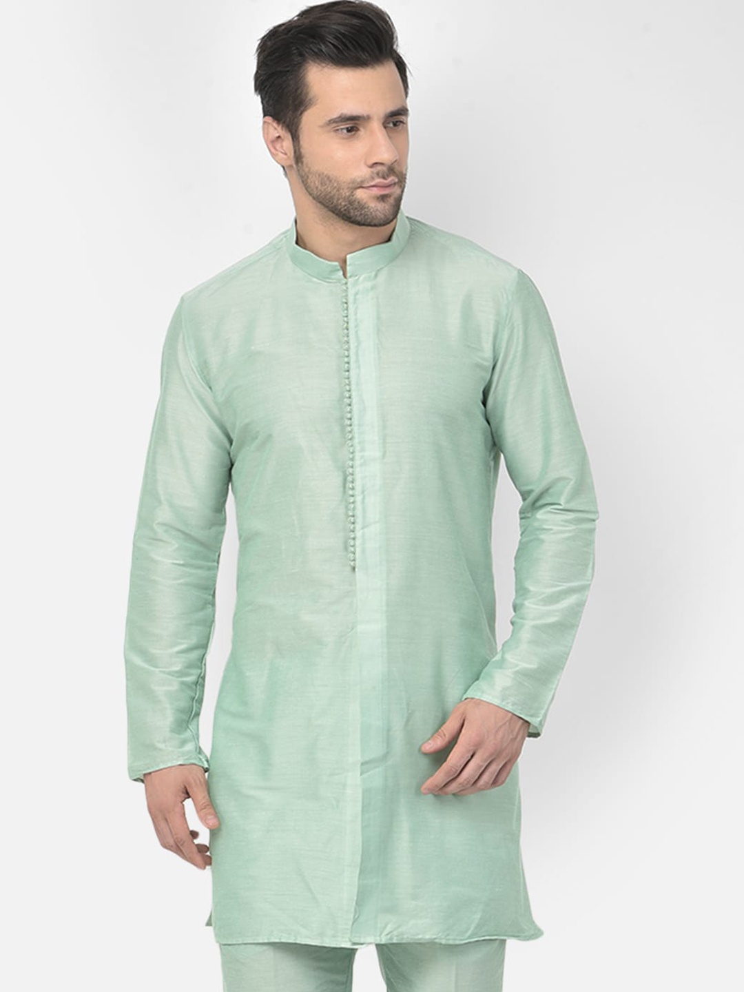 

DEYANN Men Mint Green Cotton Kurta