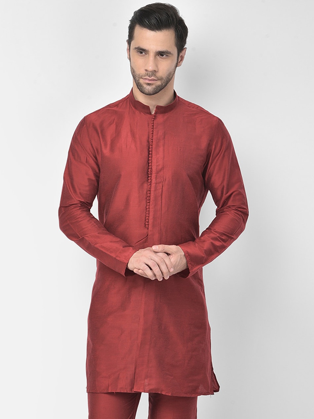 

DEYANN Men Red Cotton Kurta