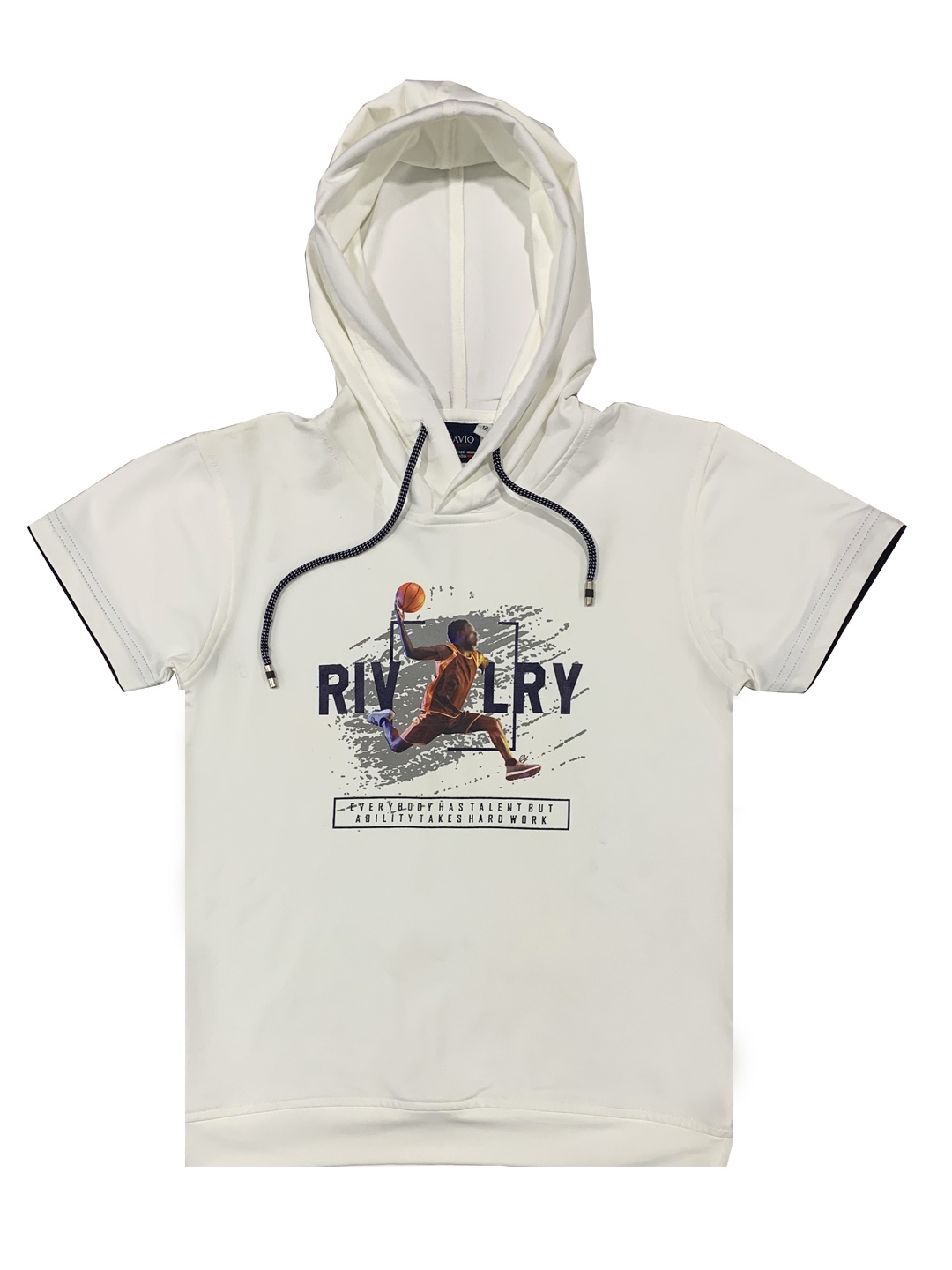 

CAVIO Boys White Printed Hooded T-shirt