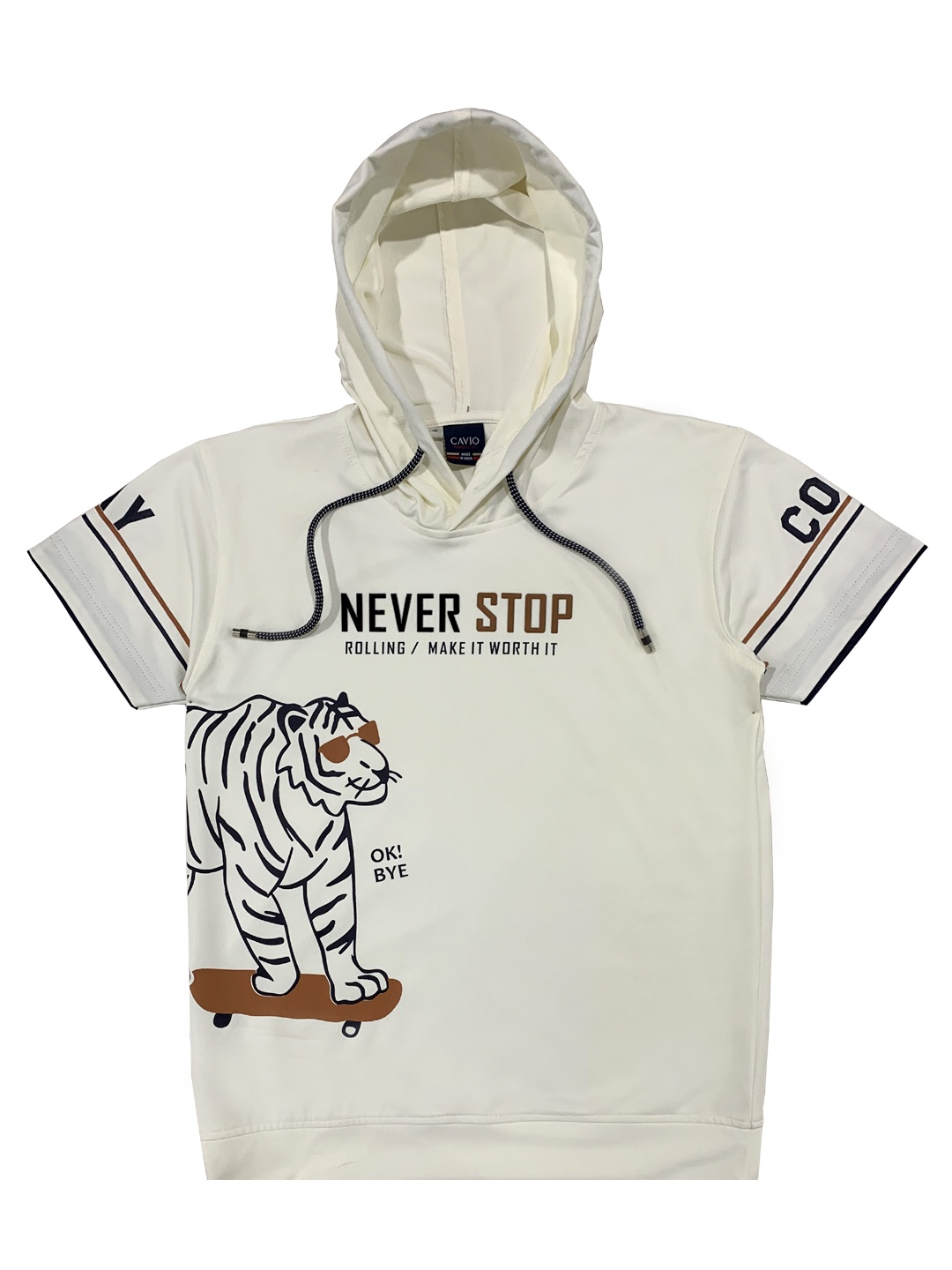 

CAVIO Boys White Printed T-shirt