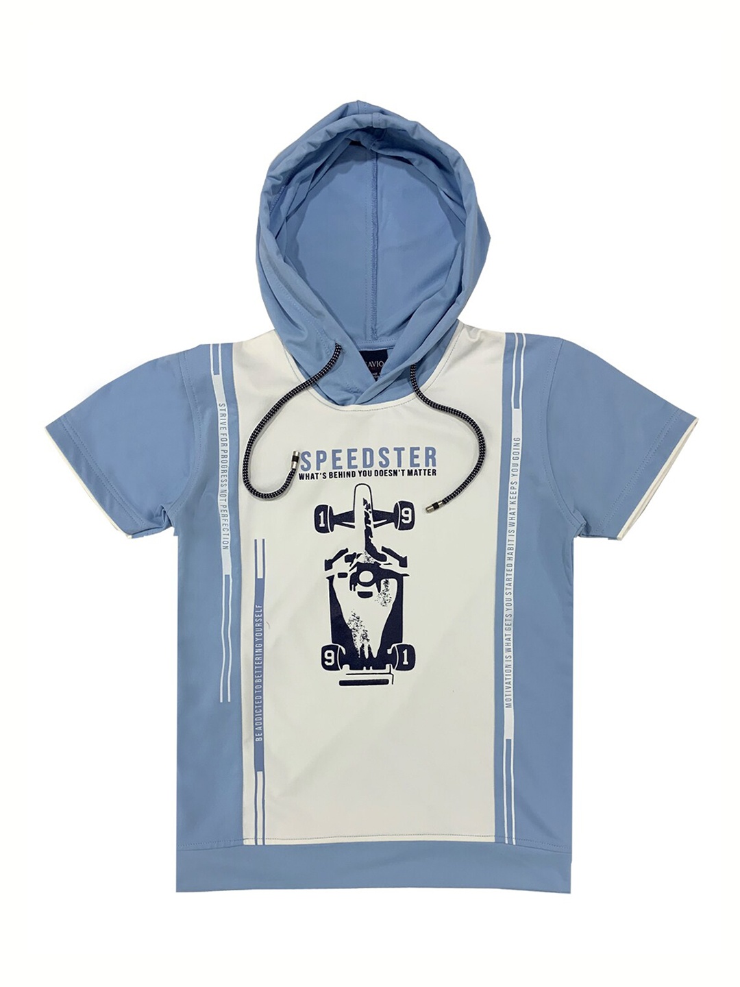

CAVIO Boys Blue & Off White Printed T-shirt