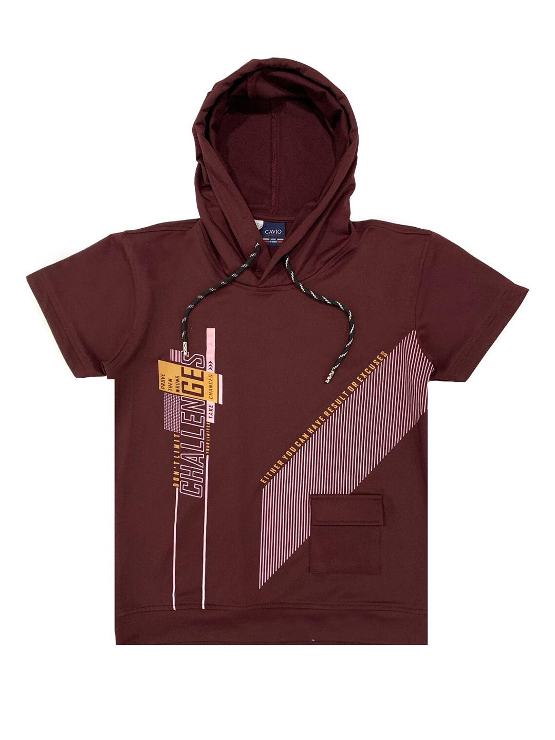 

CAVIO Boys Maroon Typography Printed T-shirt