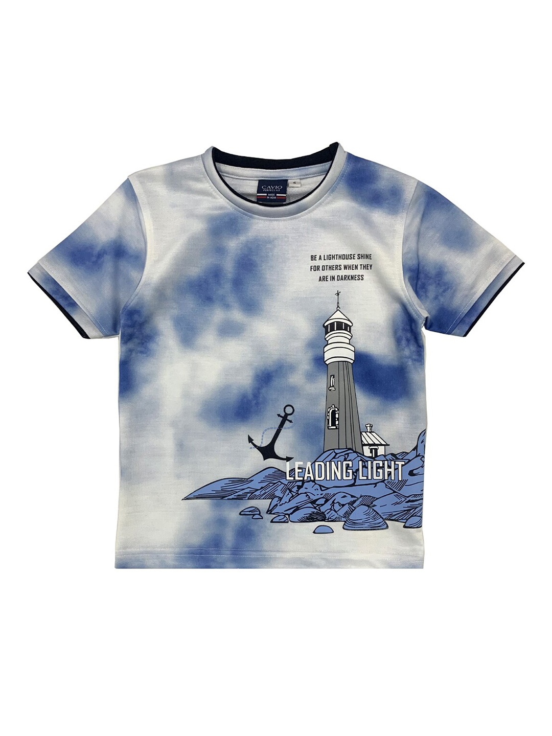 

CAVIO Boys Blue Printed T-shirt