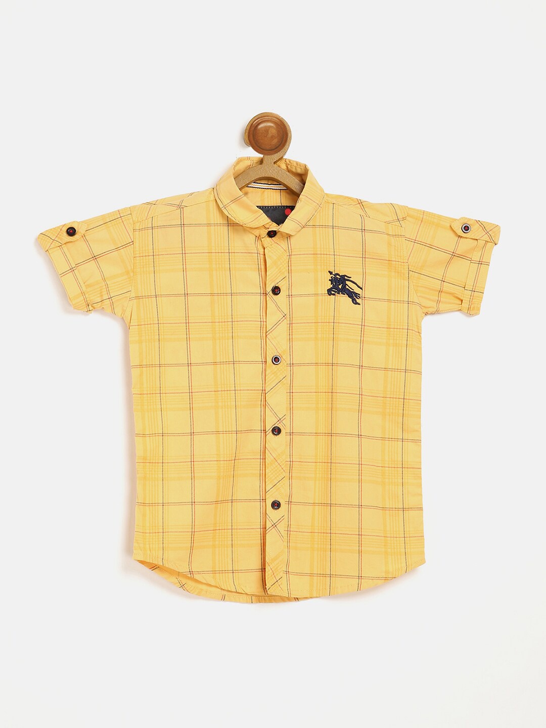 

V2 Value & Variety Boys Mustard Checked Cotton Casual Shirt