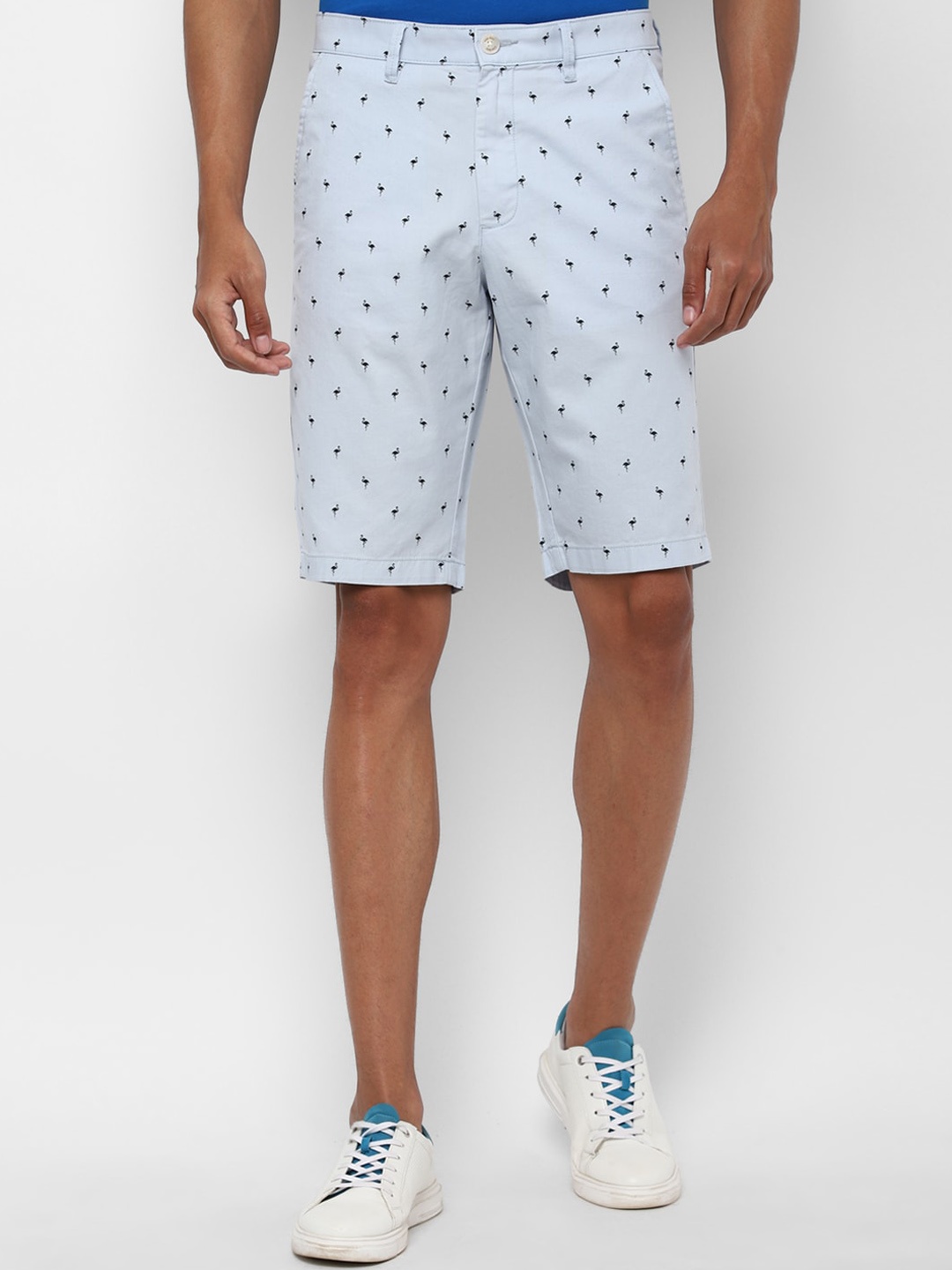 

Allen Solly Men Blue Printed Pure Cotton Slim Fit Shorts