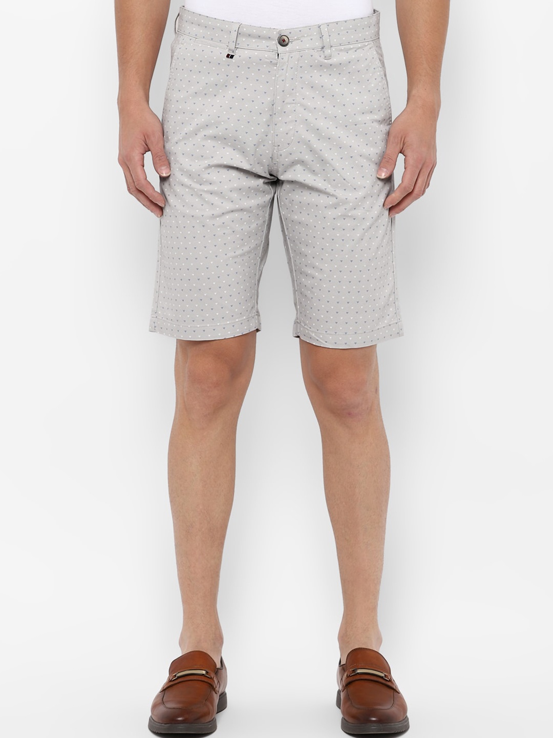 

Louis Philippe Sport Men Grey & Blue Printed Slim Fit Shorts