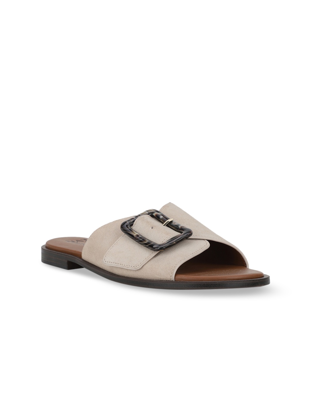 

Naturalizer Women Beige Open Toe Flats with Buckles