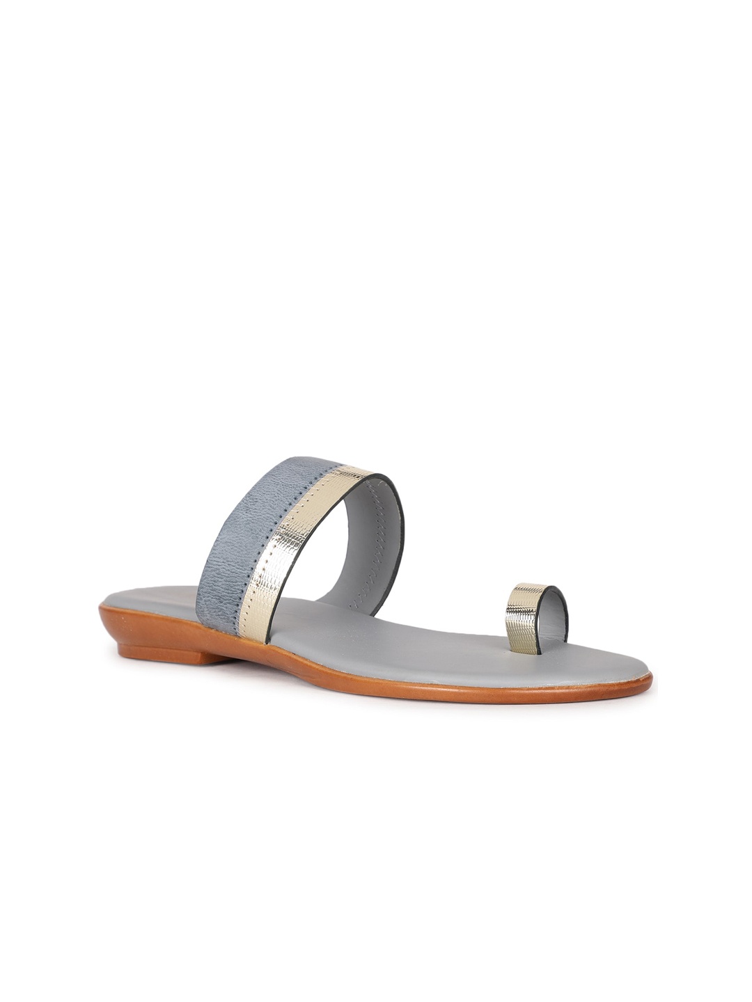 

Bata Women Grey & Gold-Toned Colourblocked One Toe Flats