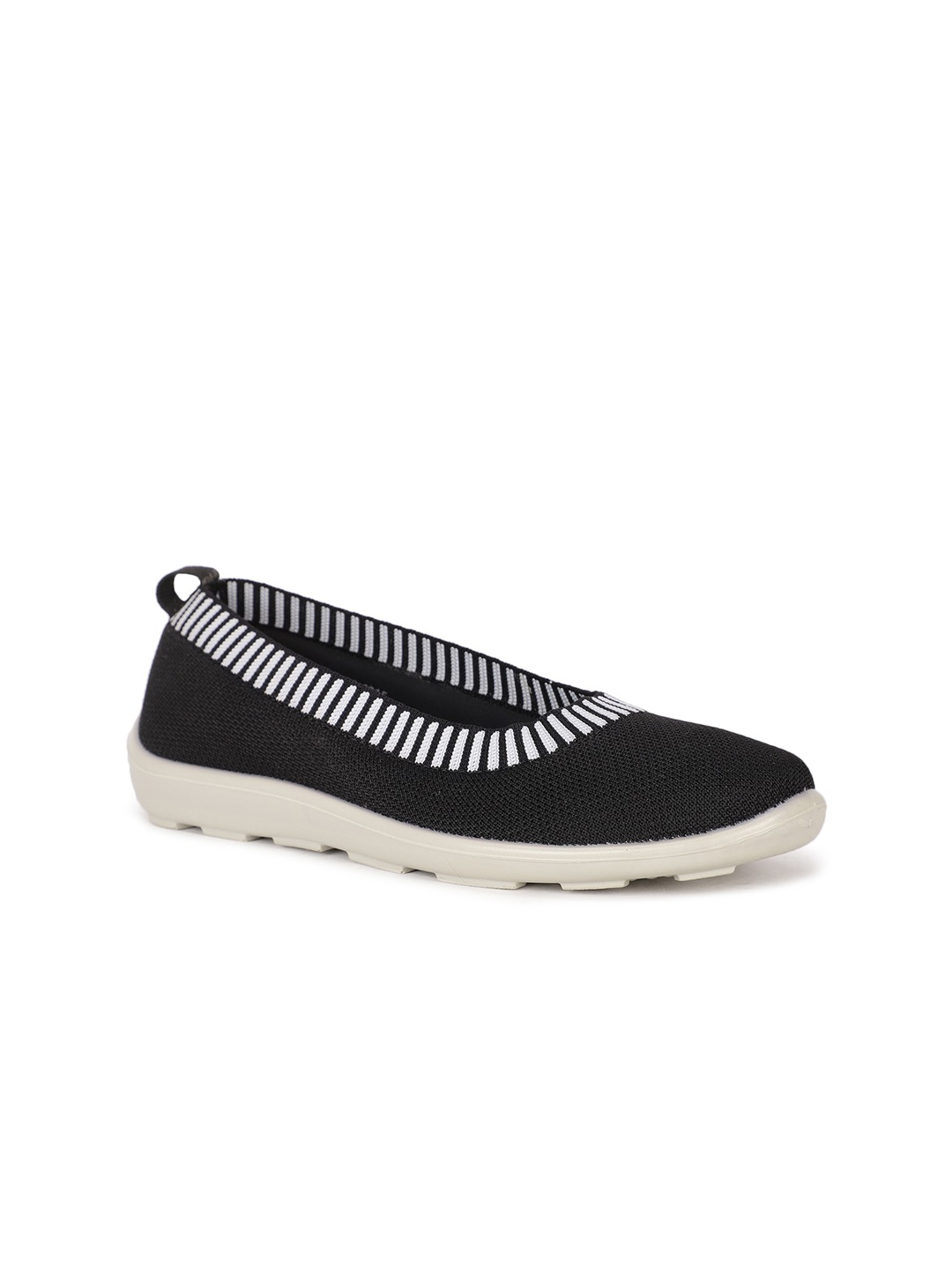 

Bata Women Black Striped Ballerinas Flats