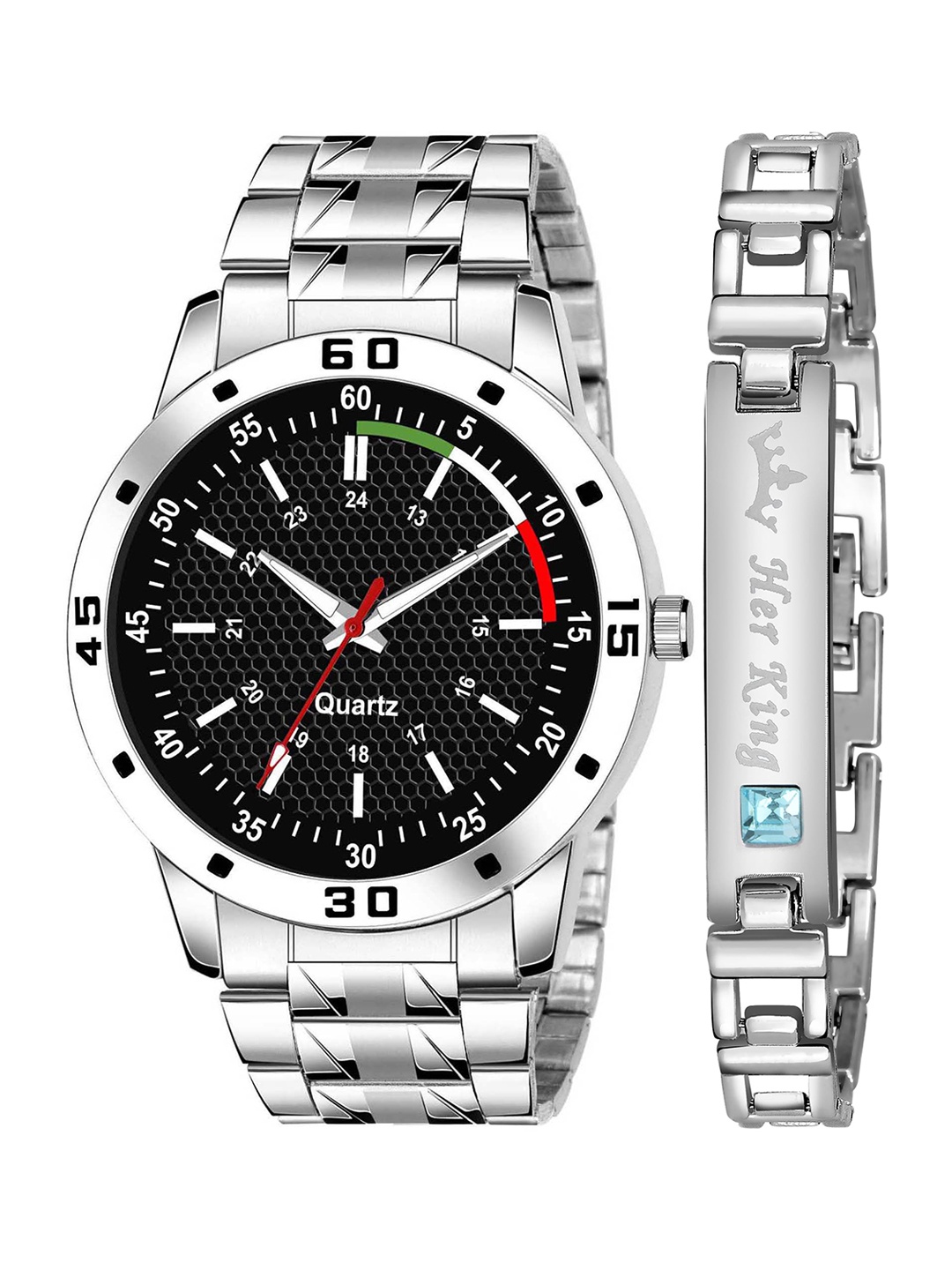 

ZANQUES Men Brass Dial & Stainless Steel Bracelet Style Straps Analogue Watch KJR_23_J064, Black