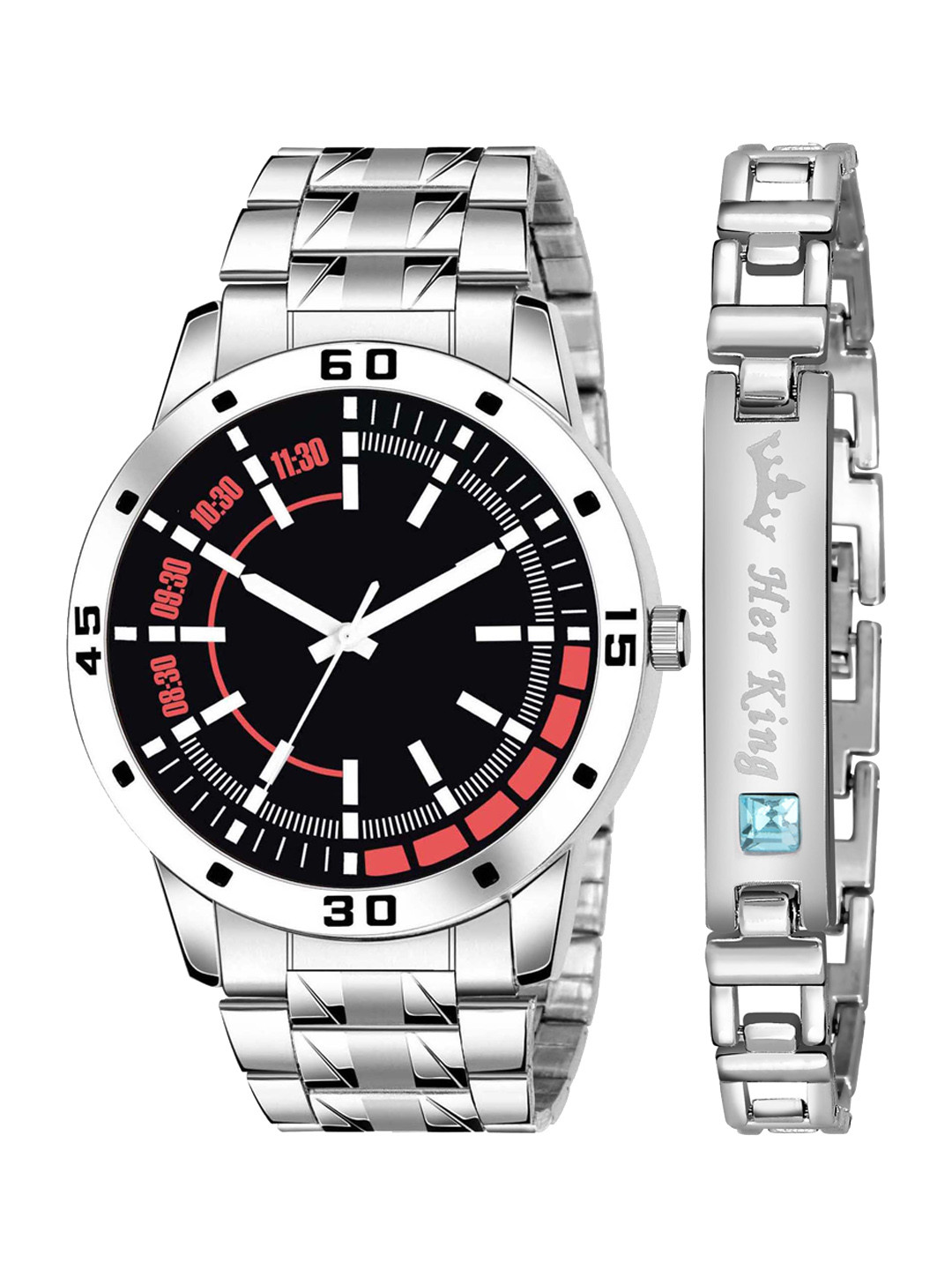

ZANQUES Men Brass Dial & Stainless Steel Bracelet Style Straps Analogue Watch KJR_26_J064, Black