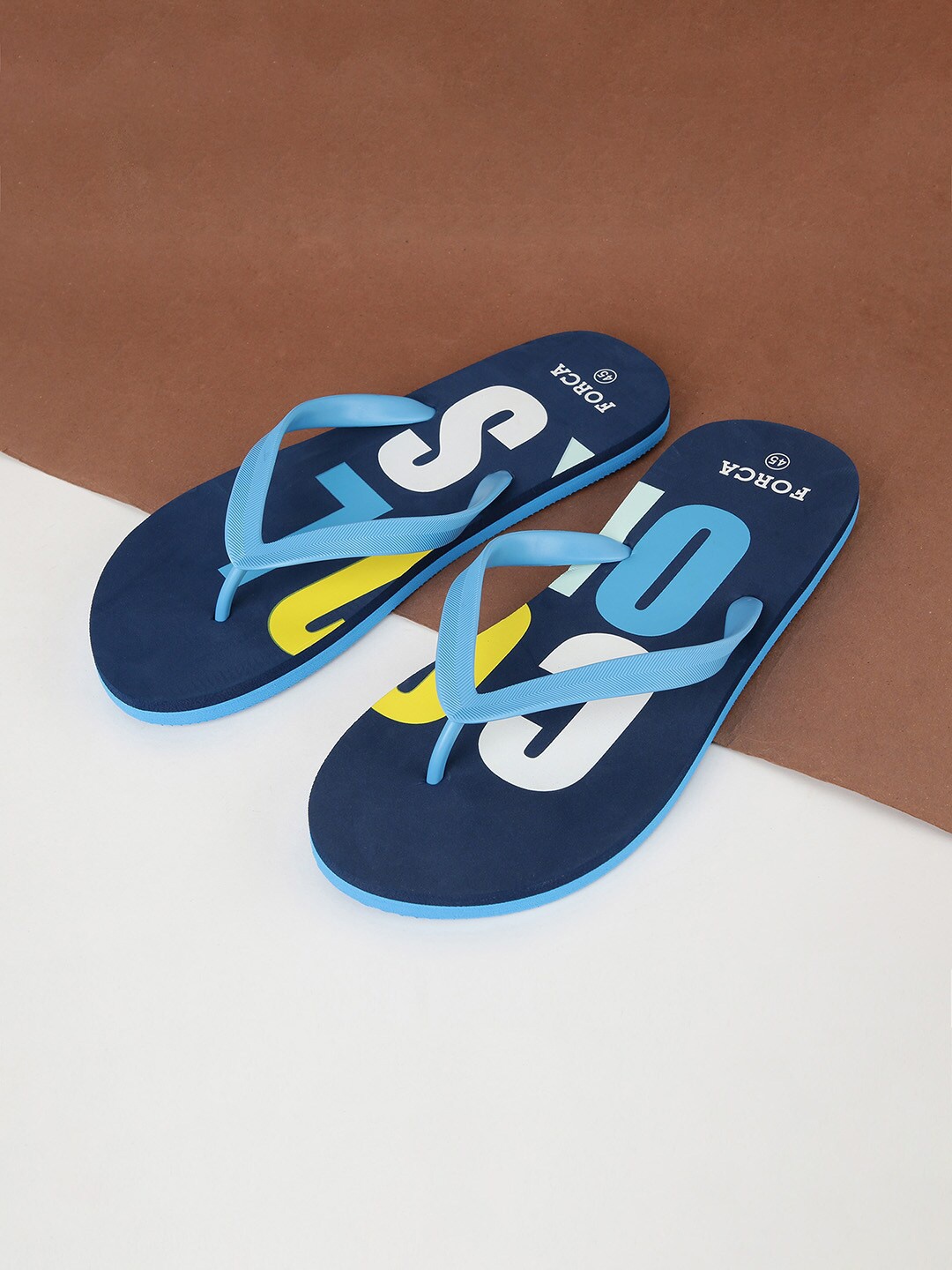 

Forca by Lifestyle Men Navy Blue & White Printed Rubber Thong Flip-Flops