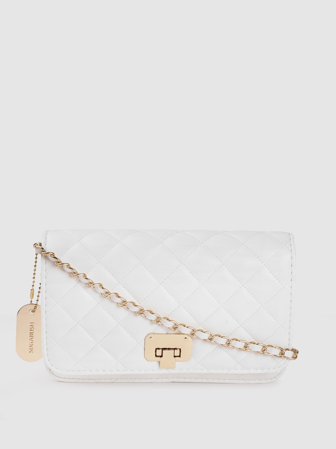 

Sugarush White Quilted PU Structured Sling Bag