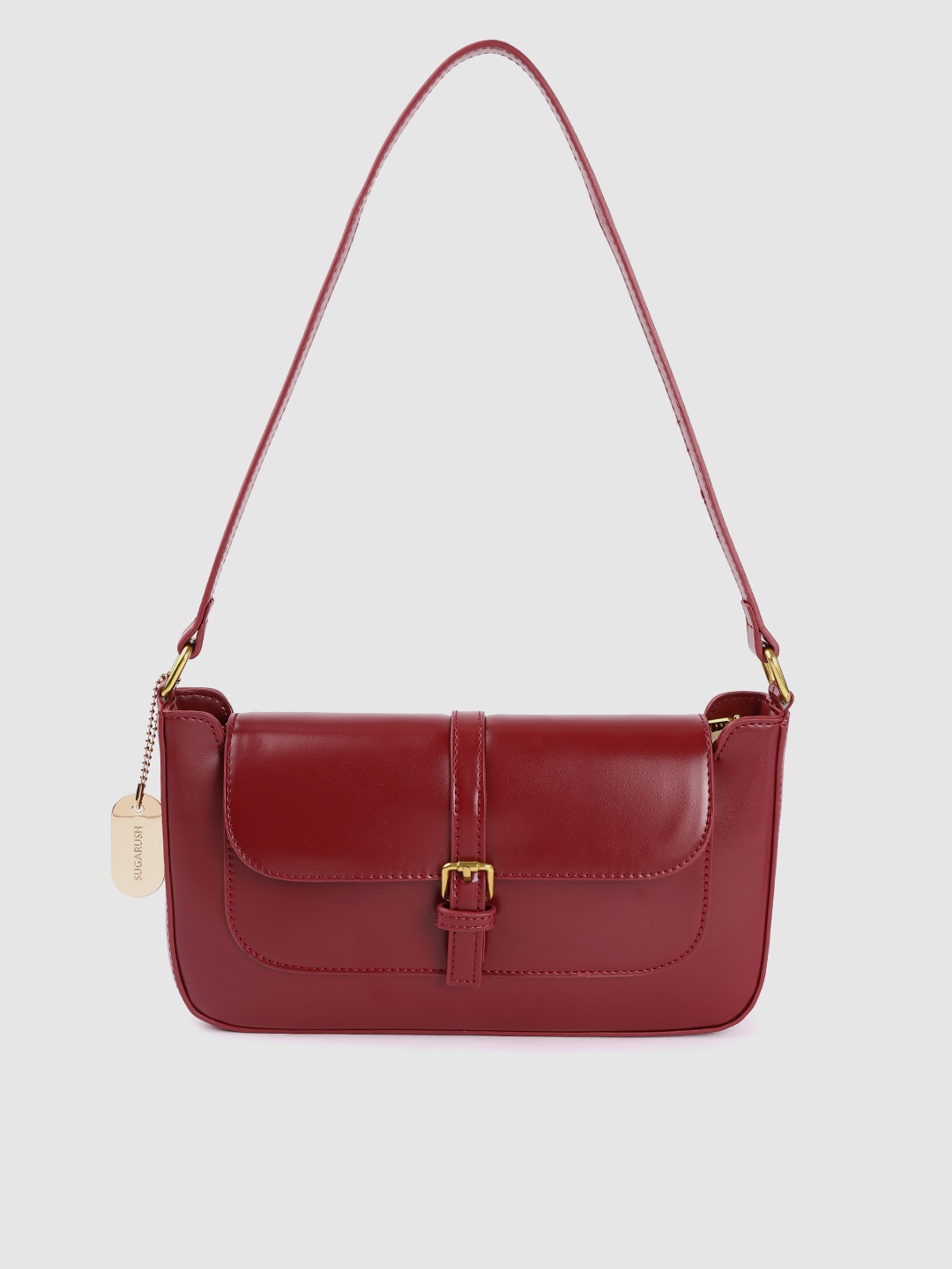 

Sugarush Red PU Structured Sling Bag