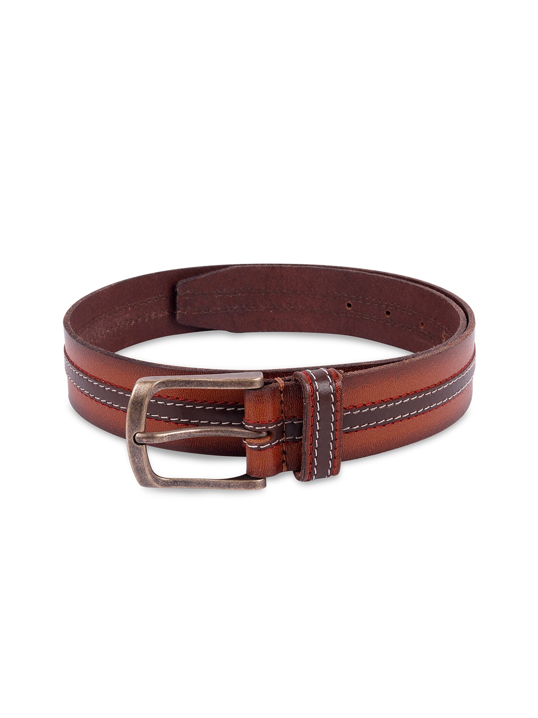 

Belwaba Men Tan Striped Belt