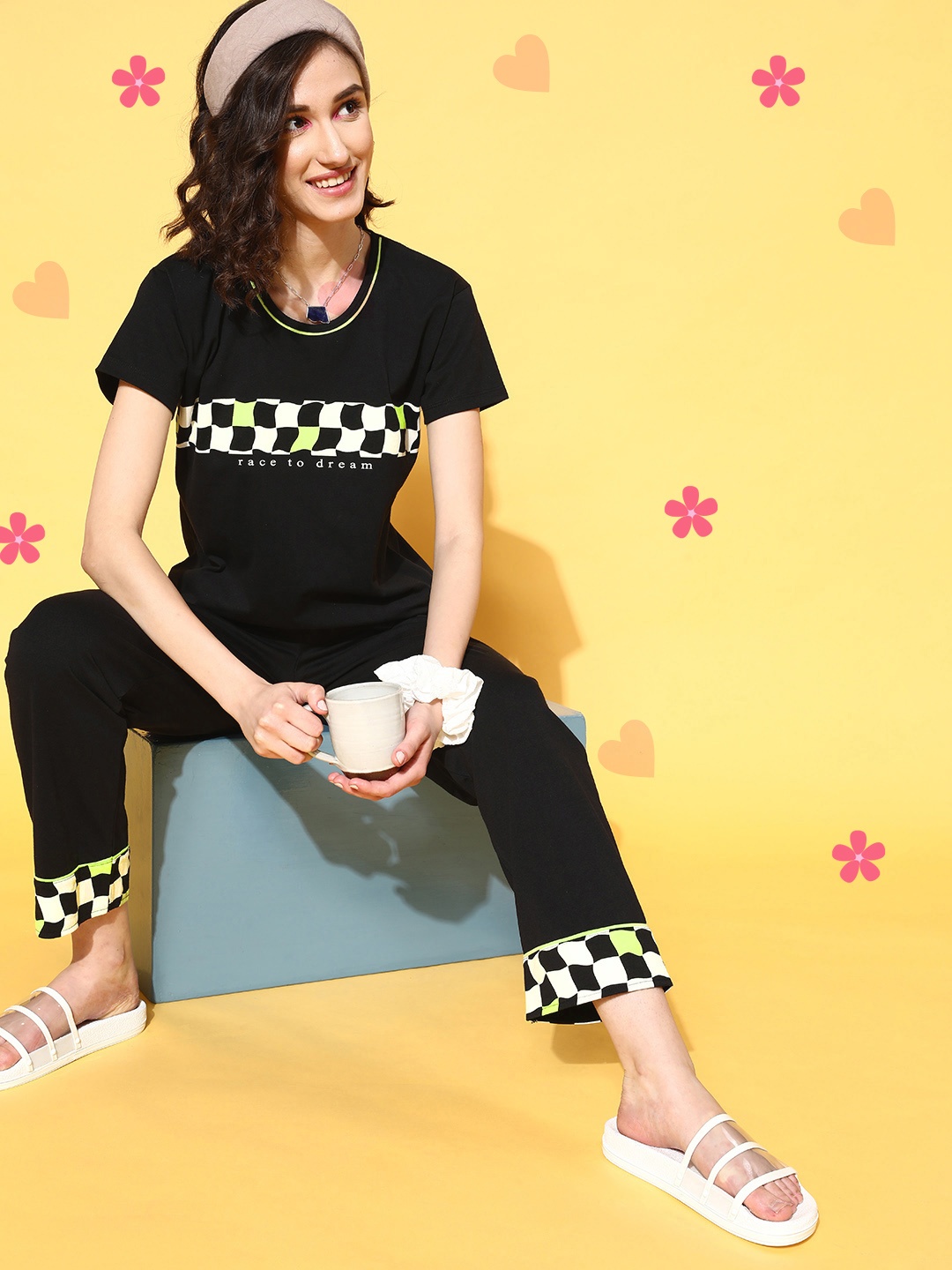 

beebelle Women Black Self-Design Sleep Staple
