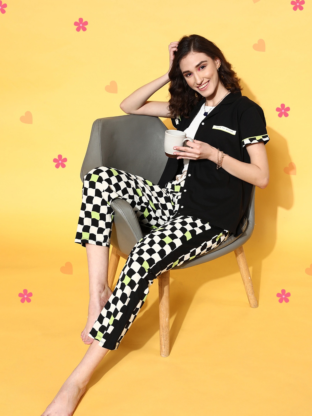 

beebelle Women Black Self-Design Sleep Staple