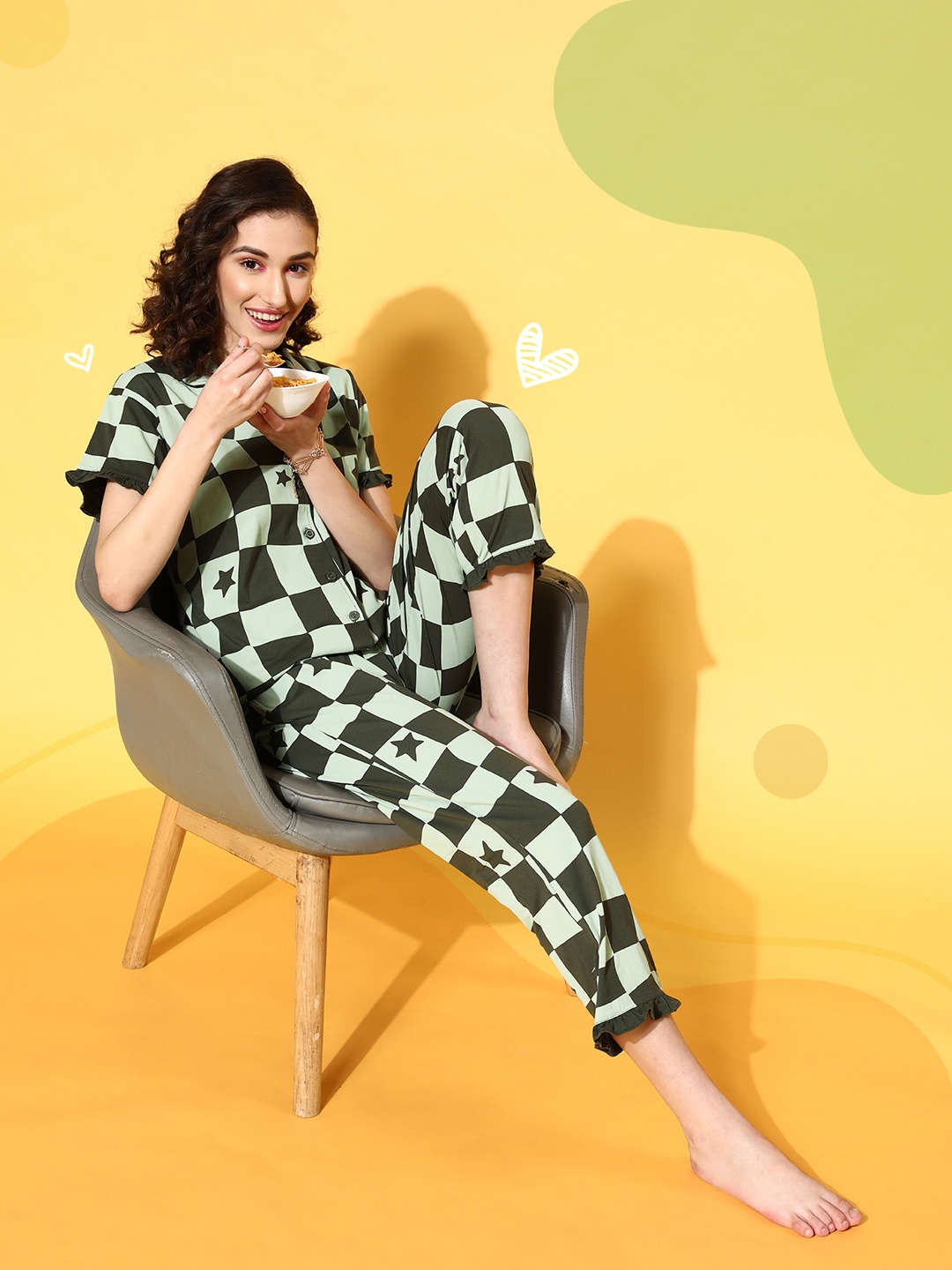 beebelle Women Olive Self-Design Sleep Staple