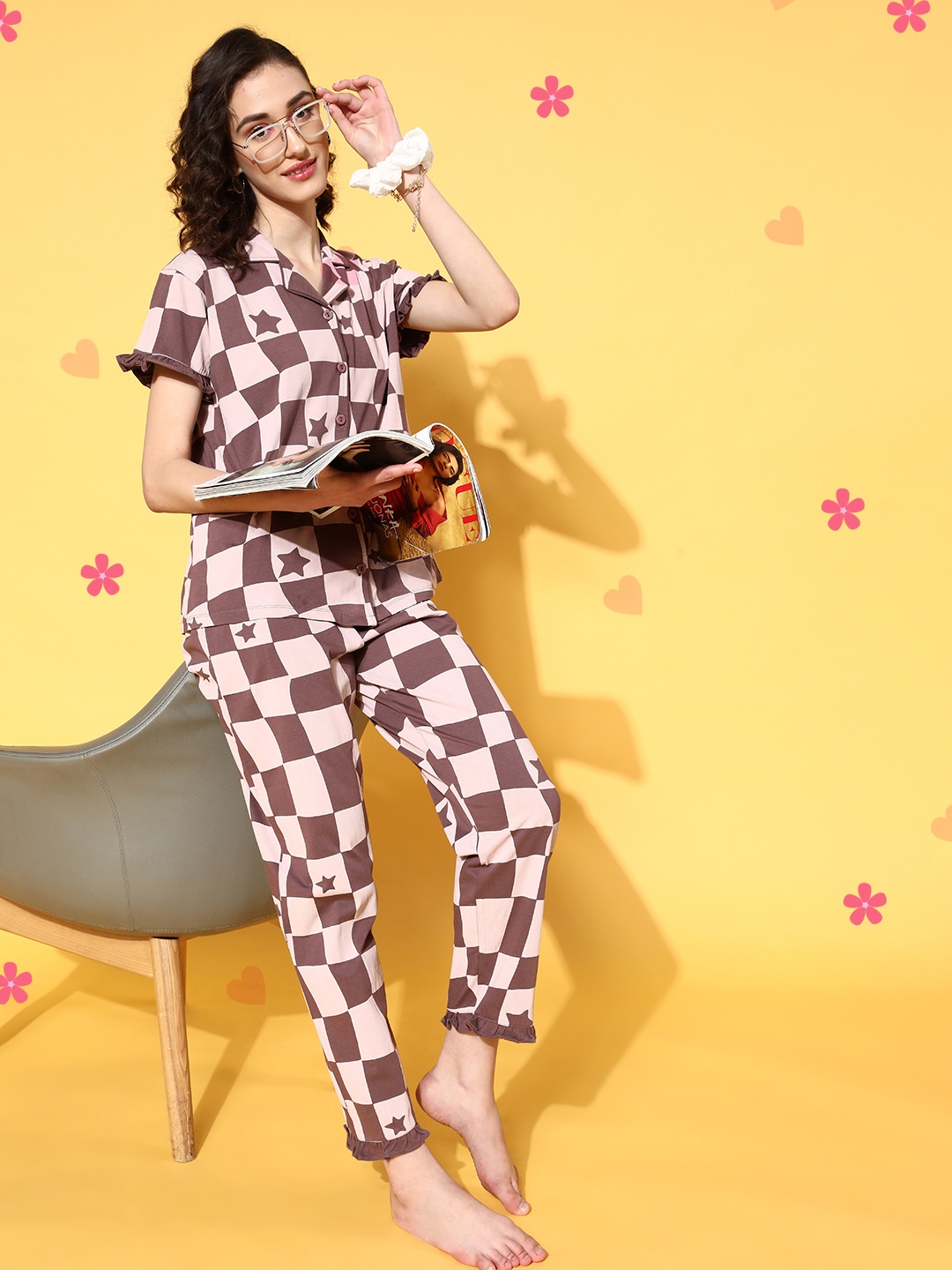 

beebelle Women Brown Self-Design Sleep Staple