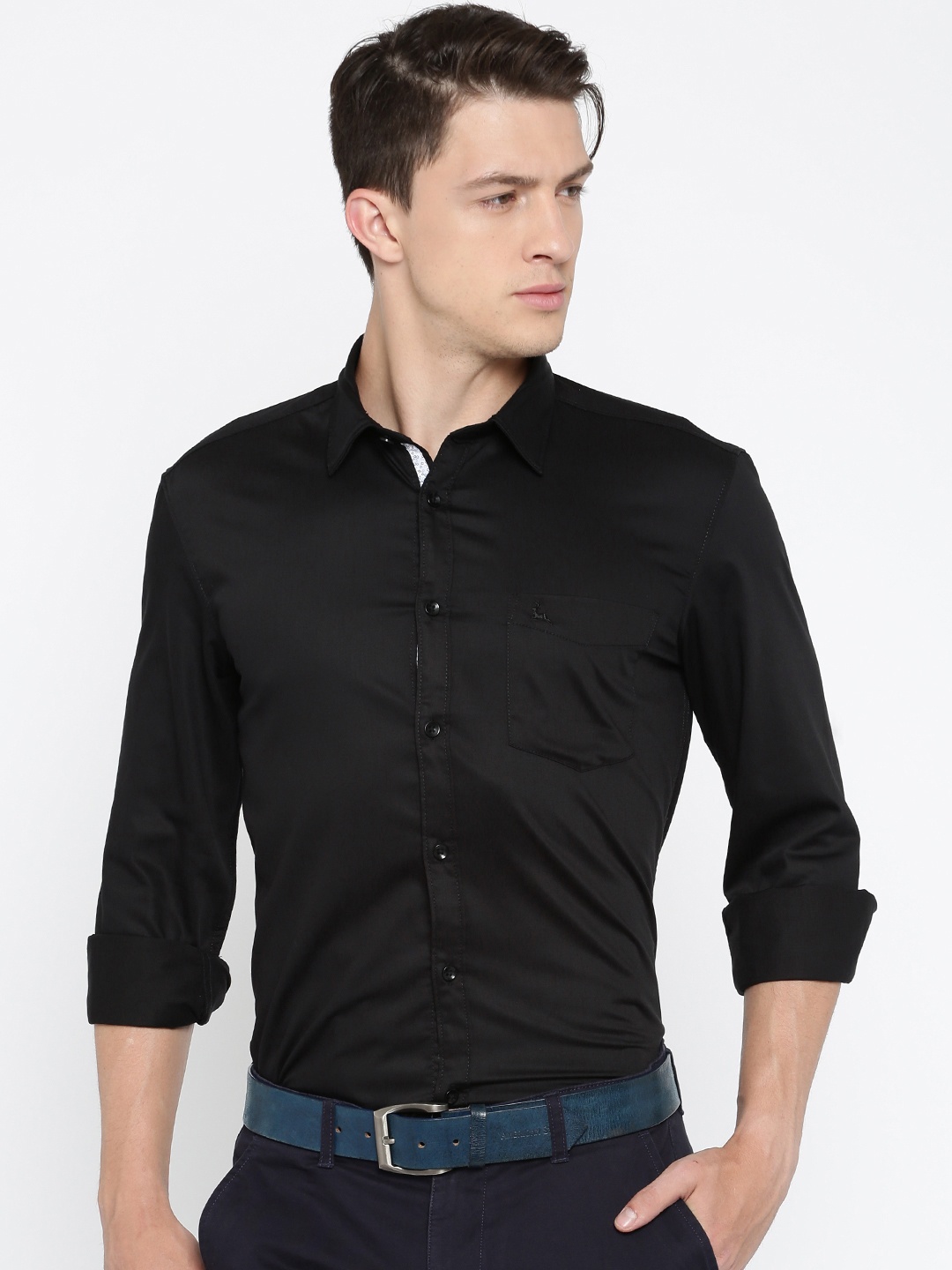 

Parx Men Black Slim Fit Solid Casual Shirt