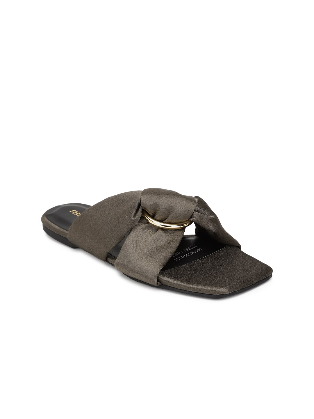 

FOREVER 21 Women Black Satin Open Toe Flats