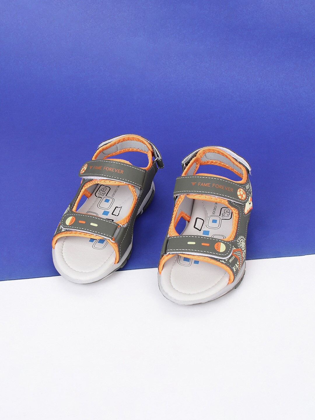 

Fame Forever by Lifestyle Boys Olive Green & Orange PU Comfort Sandals