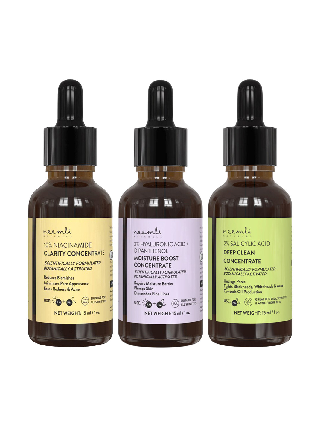 

Neemli Naturals Niacinamide Clarity-Salicylic Acid Deep Clean-Moisture Boost Face Serum, Purple