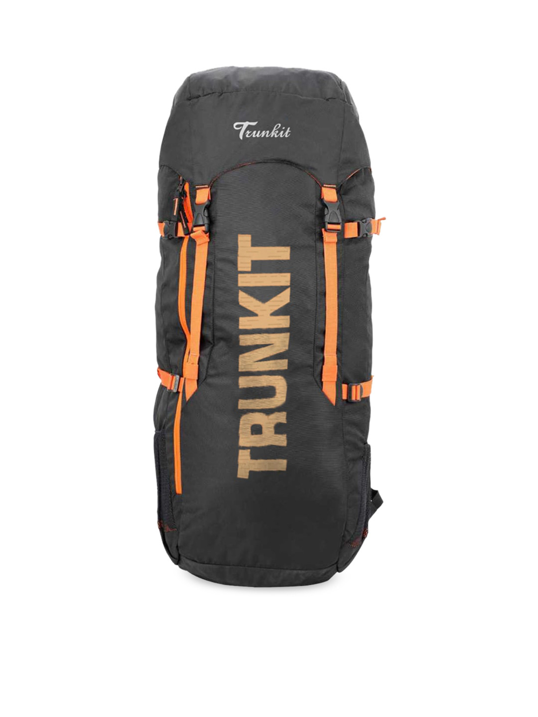

TRUNKIT Orange & Black Printed Water Resistance Trekking Hiking Travel Bag Rucksack