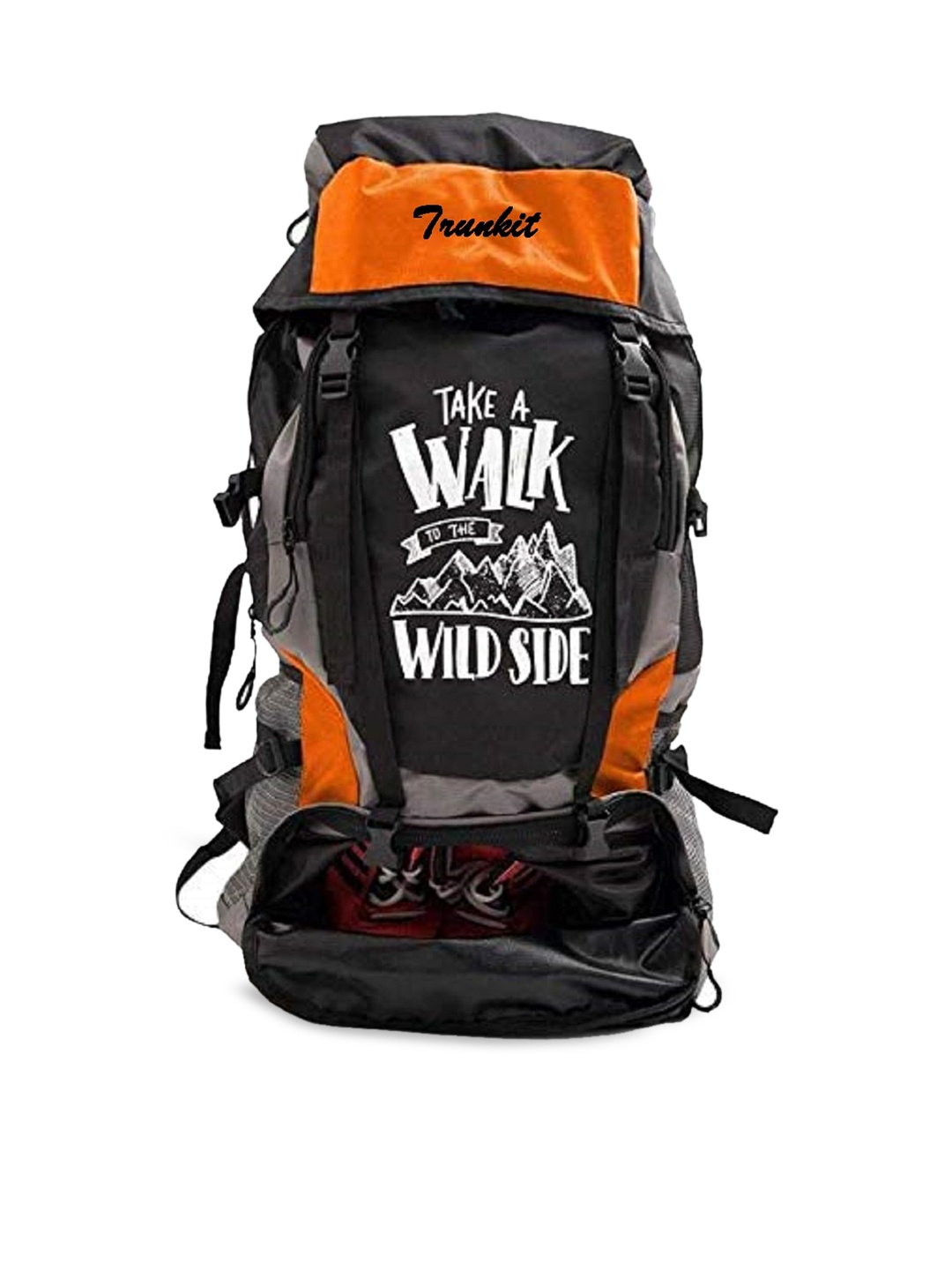 

TRUNKIT Orange Printed 55L Rucksack With Shoe Compartment