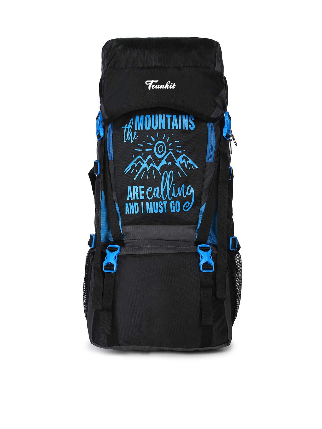 

TRUNKIT Blue & Black Printed Waterproof Travelling Trekking Hiking Camping Bag Backpack Series Mt Calling Rucksack