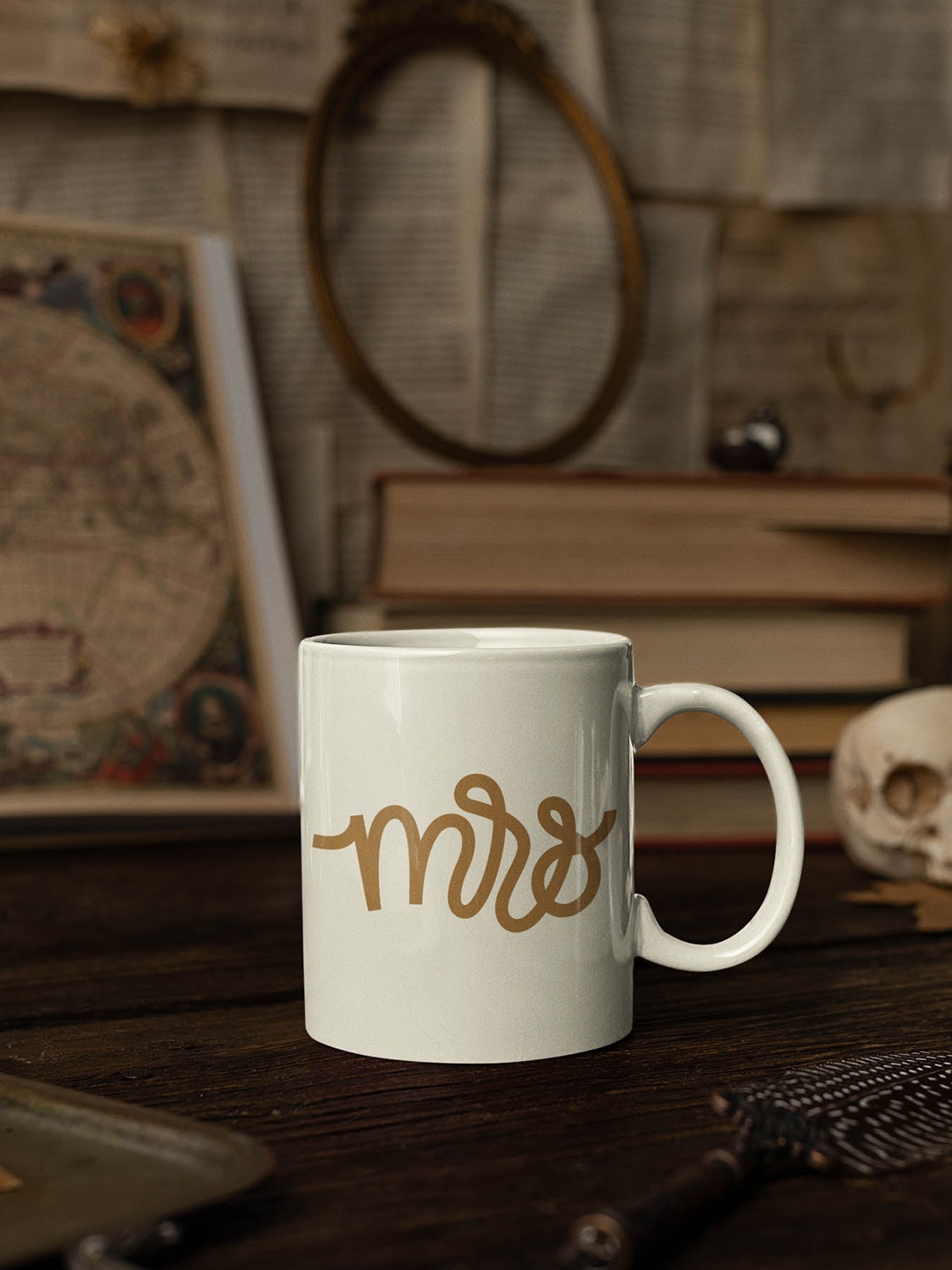 

POORAK White & Gold-Toned Printed Ceramic Glossy Mug