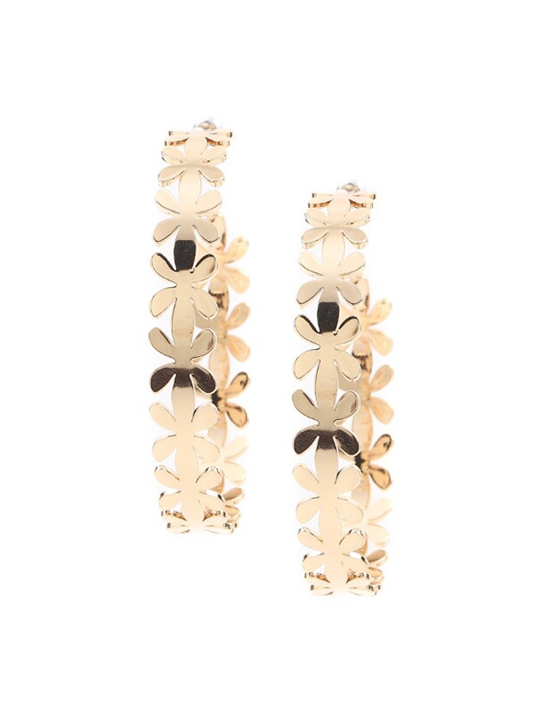 

FOREVER 21 Gold-Toned Floral Contemporary Drop Earrings