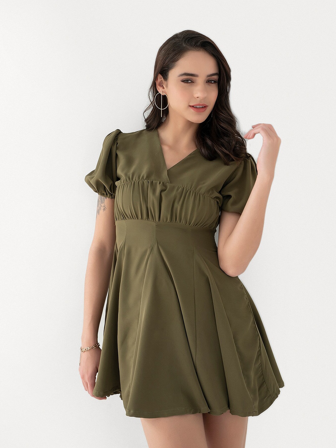 

CLOSETHOOK Olive Green Dress